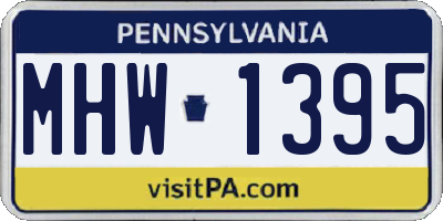 PA license plate MHW1395