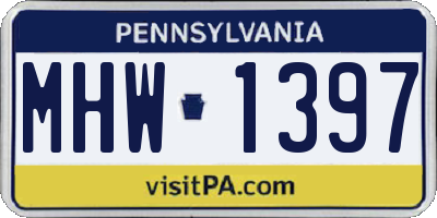 PA license plate MHW1397