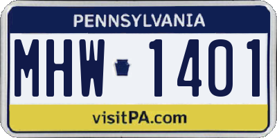 PA license plate MHW1401