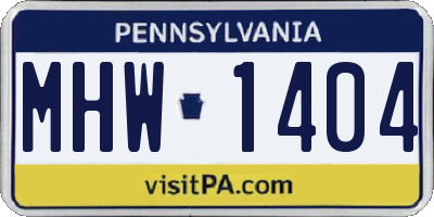 PA license plate MHW1404