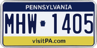 PA license plate MHW1405