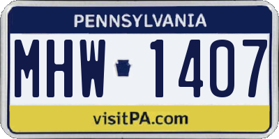 PA license plate MHW1407