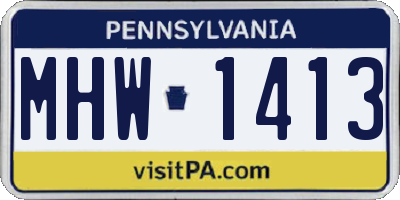 PA license plate MHW1413
