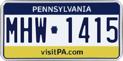 PA license plate MHW1415