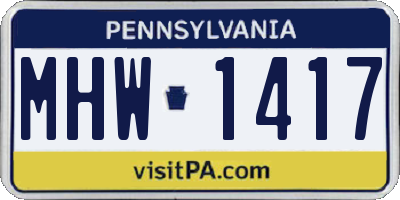 PA license plate MHW1417