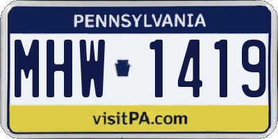 PA license plate MHW1419