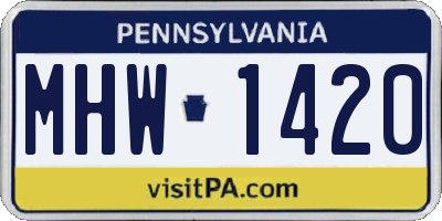 PA license plate MHW1420