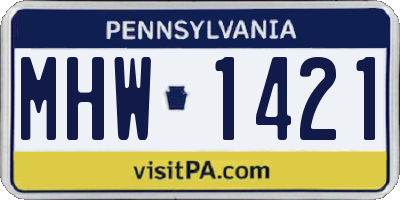 PA license plate MHW1421