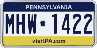 PA license plate MHW1422