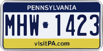PA license plate MHW1423