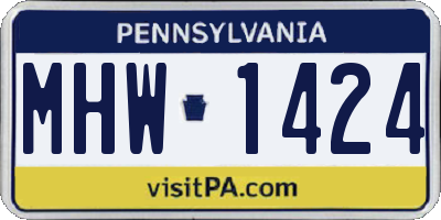 PA license plate MHW1424