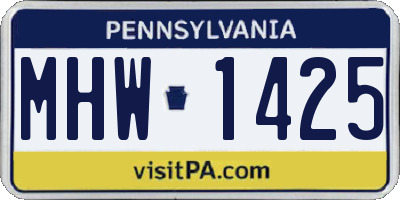 PA license plate MHW1425