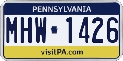 PA license plate MHW1426