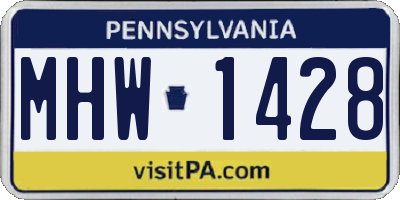 PA license plate MHW1428