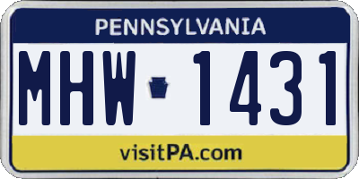 PA license plate MHW1431