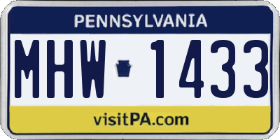 PA license plate MHW1433