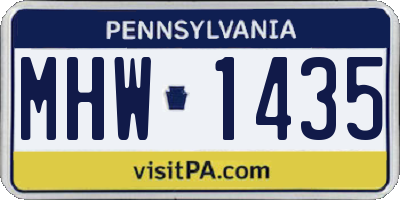 PA license plate MHW1435