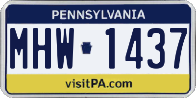 PA license plate MHW1437