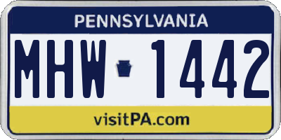 PA license plate MHW1442