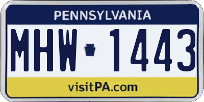 PA license plate MHW1443