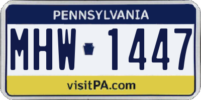 PA license plate MHW1447