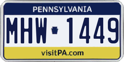 PA license plate MHW1449