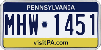 PA license plate MHW1451