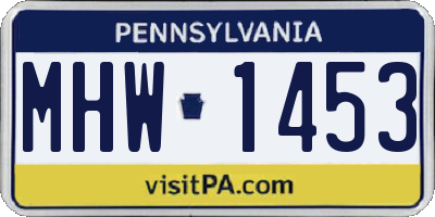 PA license plate MHW1453