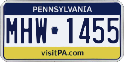 PA license plate MHW1455