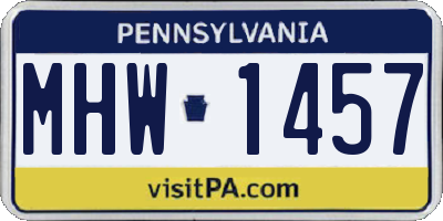 PA license plate MHW1457