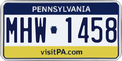 PA license plate MHW1458
