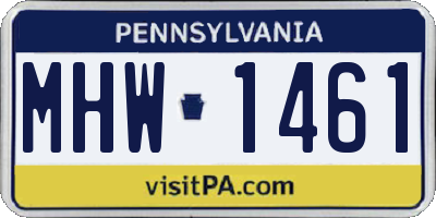 PA license plate MHW1461