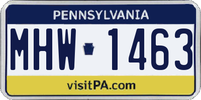 PA license plate MHW1463