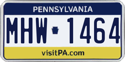 PA license plate MHW1464