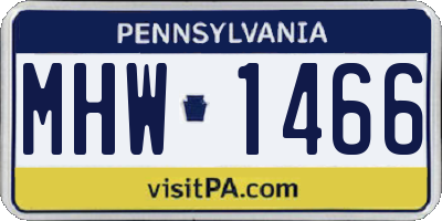 PA license plate MHW1466