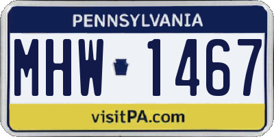 PA license plate MHW1467