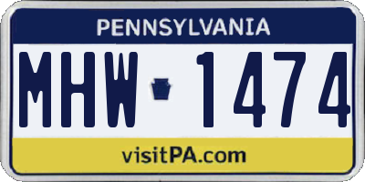 PA license plate MHW1474