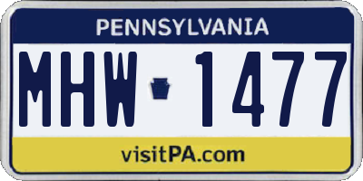 PA license plate MHW1477