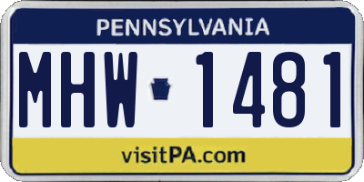 PA license plate MHW1481