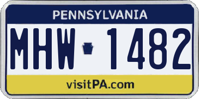 PA license plate MHW1482