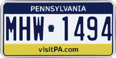 PA license plate MHW1494