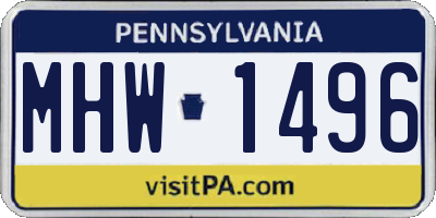 PA license plate MHW1496