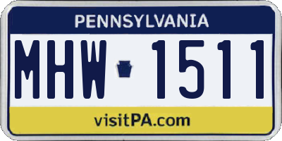 PA license plate MHW1511