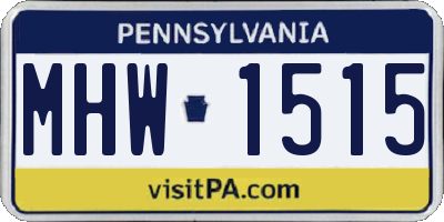 PA license plate MHW1515
