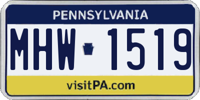 PA license plate MHW1519