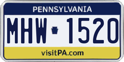 PA license plate MHW1520