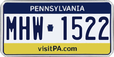 PA license plate MHW1522