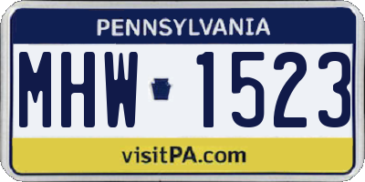 PA license plate MHW1523