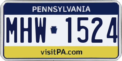 PA license plate MHW1524