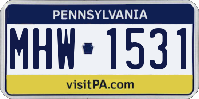 PA license plate MHW1531